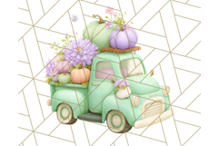 Vintage Truck Pumpkin and Fall Flowers PNG Clipart, Autumn Product Image 4