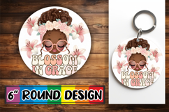 Playful Circle Keychain Sublimation, Praying Woman Product Image 1