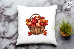 Autumn Apple Basket Harvest Clipart PNG Product Image 3