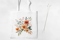 Watercolor Terracotta Flowers Clipart, PNG. Product Image 3