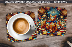 Cat Coaster Sublimation, 4th Of July Coaster PNG Product Image 1