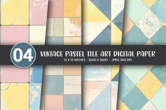 Vintage Pastel Tile Art Digital Paper Product Image 1