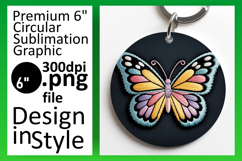 Creative Circle Design Keychain Template , Butterfly Product Image 1