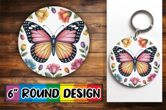 Cheerful Coaster Round Design PNG, Butterfly Product Image 1