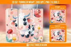 Highland Cow Tumbler Wrap Designs, Sublimation Wrap Product Image 1