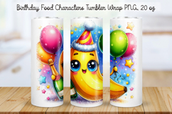 Birthday Food Character Tumbler Wrap PNG 20 oz Product Image 1