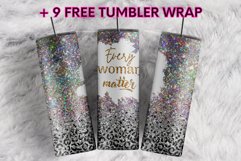 Every Woman Matter Faux Glitter Cheetah 20 oz tumbler design Product Image 1