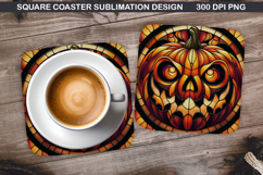 Pumpkin Coaster Sublimation, Halloween Coaster PNG Design Product Image 1