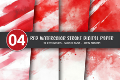 Red Watercolor Stroke Digital Paper Product Image 1