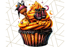 Halloween Cupcake PNG Clipart with Witch Hats and Ghosts Product Image 4