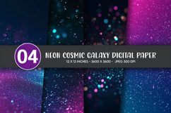 Neon Cosmic Galaxy Digital Paper Product Image 1