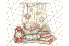 Christmas Book Clipart, Festive Reading PNG Illustrations Product Image 4