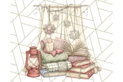 Christmas Book Clipart, Festive Reading PNG Illustrations Product Image 4