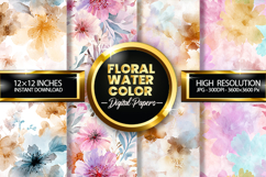 Floral Watercolor Digital Papers - 04 variations Product Image 1
