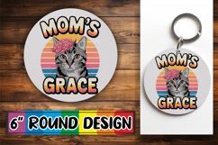 Blissful Keychain Round Design PNG, Cat Lover Product Image 1