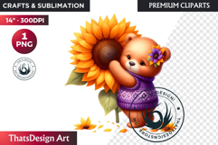 Cute Autumn Animals &amp; Sunflowers - Thanksgiving Clipart Product Image 1