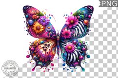 Vibrant Floral Butterfly Sublimation - Clipart PNG Design Product Image 1