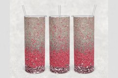 Gray Red Faux Glitter Ombre 20 oz tumbler sublimation design Product Image 1