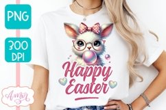 Happy Easter sublimation PNG, Cute Easter bunny bubble gum Product Image 4