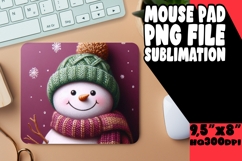 Cheerful Mouse Mat Sublimation Style, Snowman Product Image 1