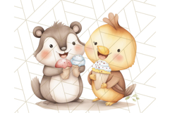 Spring Animal Ice Cream Clipart, Cute Pastel Animal PNG Product Image 4