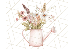 Watering Can Flowers PNG, Rustic Floral Watercolor Clipart Product Image 5