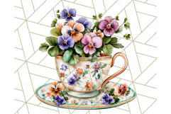 Vintage Floral Teacup Clipart PNG, Blooming Teacups Clip Art Product Image 4
