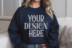 Navy Gildan 18000 Mockup, Gildan Sweatshirt Mockup Product Image 1