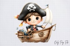 Watercolor Cute Pirate Clipart PNG Product Image 1