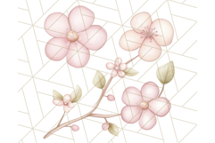 Pastel Pink Easter Bunny Egg and Flowers Clipart PNG Product Image 5