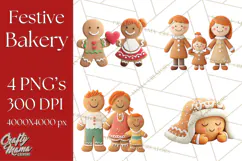 Cozy Christmas Bakery Gingerbread Clip Art PNG Festive Mini Product Image 1