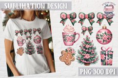 Christmas Coquette Bow PNG Holidays Funny Watercolor Product Image 1