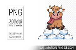 Cute Christmas Highland Cow , Animal Sublimation Clipart PNG Product Image 1