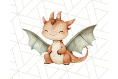Watercolor Baby Dragon Clipart, Cute Nursery Fantasy PNG Product Image 2