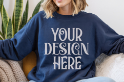 Navy Gildan 18000 Mockup, Sweatshirt Crewneck Mockups Product Image 1