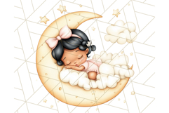 Sleeping Baby on Moon PNG, Cute Night Sky Baby Clipart Png Product Image 4