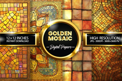 Golden Mosaic Digital Papers - 04 variations Product Image 1