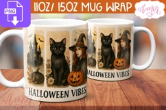 Halloween vibes mug wrap PNG, Spooky coffee mug PNG Product Image 2