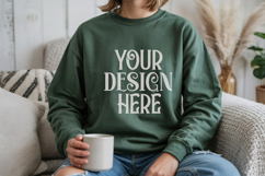 Forest green Gildan 18000 Sweatshirt Model Mockups Product Image 1