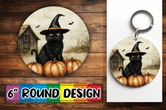 Spooky Cat Round Design for Halloween Sublimation Projects Product Image 1
