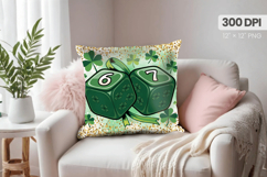 Lucky Green Dice with Shamrock Pillow PNG Sublimation Design Product Image 1