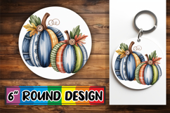 Bright Keychain Sublimation Circle, Pumpkin Watercolor Product Image 1