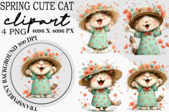 Whimsical Spring Cute Cat Clipart Png Product Image 1