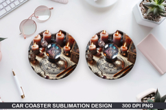 Crystal Ball Car Coaster Sublimation |Halloween Coaster PNG Product Image 1