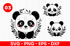 Cute Panda Cartoon Floral Baby Animal SVG PNG Product Image 1