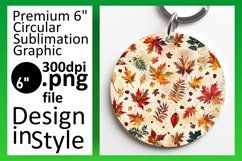 Fall Foliage Watercolor Round Design for Autumn Keychain Product Image 1