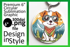 Adventure Seeker Dog Circle Design Sublimation Keychain PNG Product Image 1