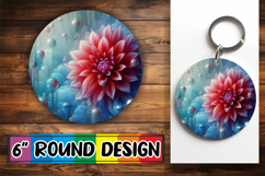 Radiant Circle Sublimation Keychain, 3D Flower Product Image 1