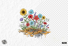 Whimsical Summer Wildflowers Clipart Product Image 1