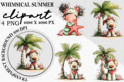 Whimsical Summer Watercolor Clipart PNG Product Image 1